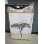 Modern wall hanging with acacia tree, plus 12 panelled mirror