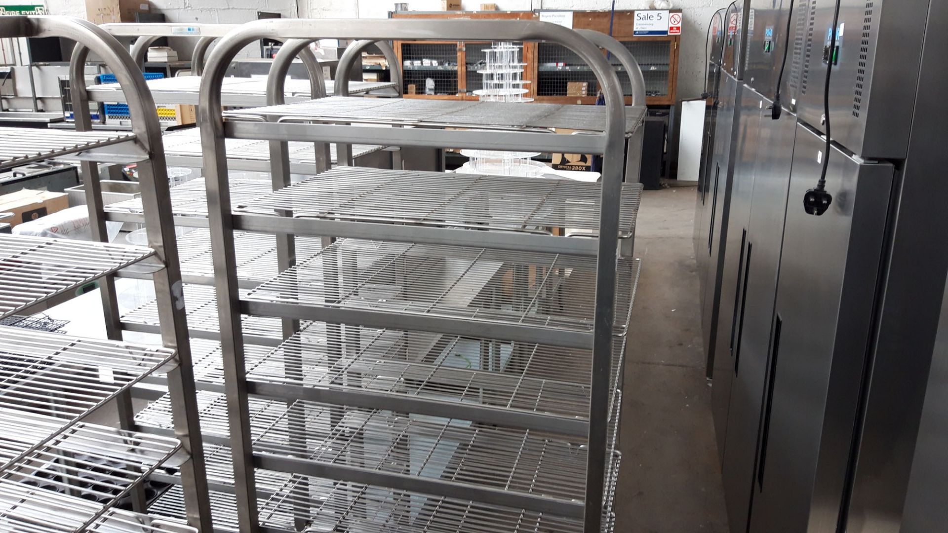 Stainless steel mobile bakers rack with trays, 46cm x 60cm