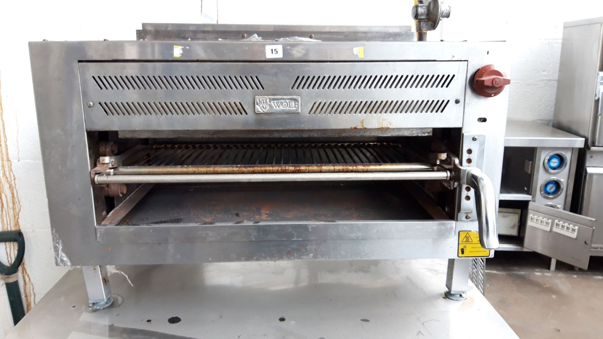 90cm gas Wolf salamander type grill on stand