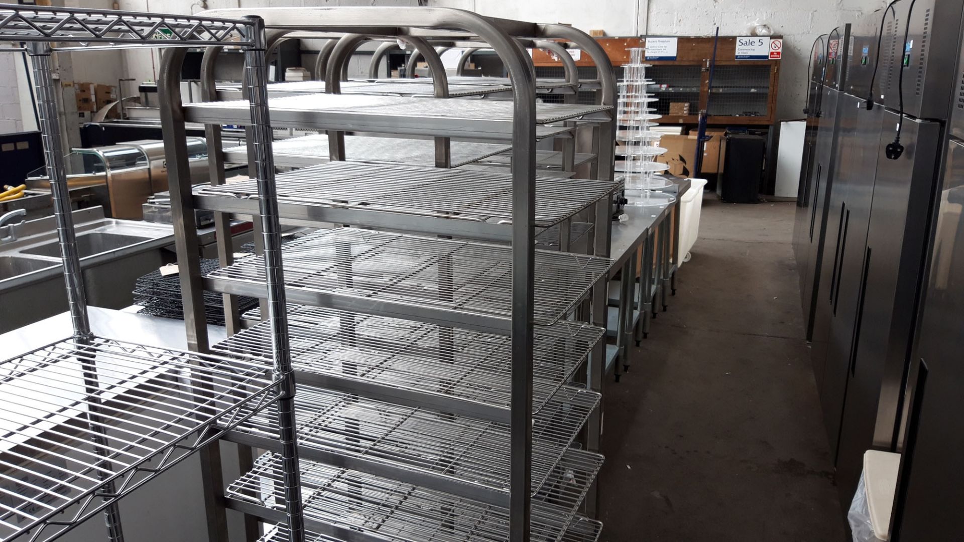 Stainless steel mobile bakers rack with trays, 46cm x 60cm