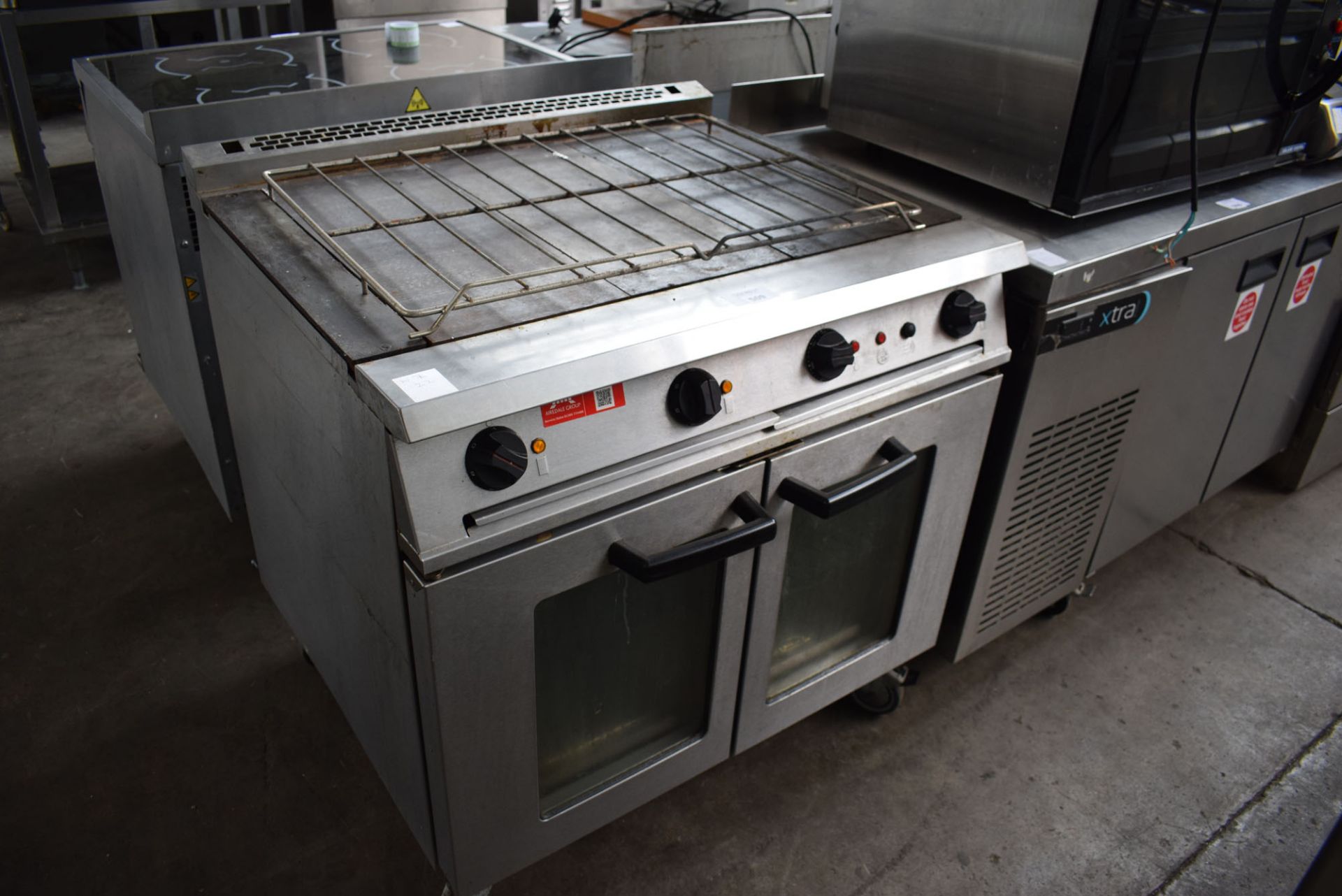 90cm electric Falcon solid top cooker with 2 door convection oven under