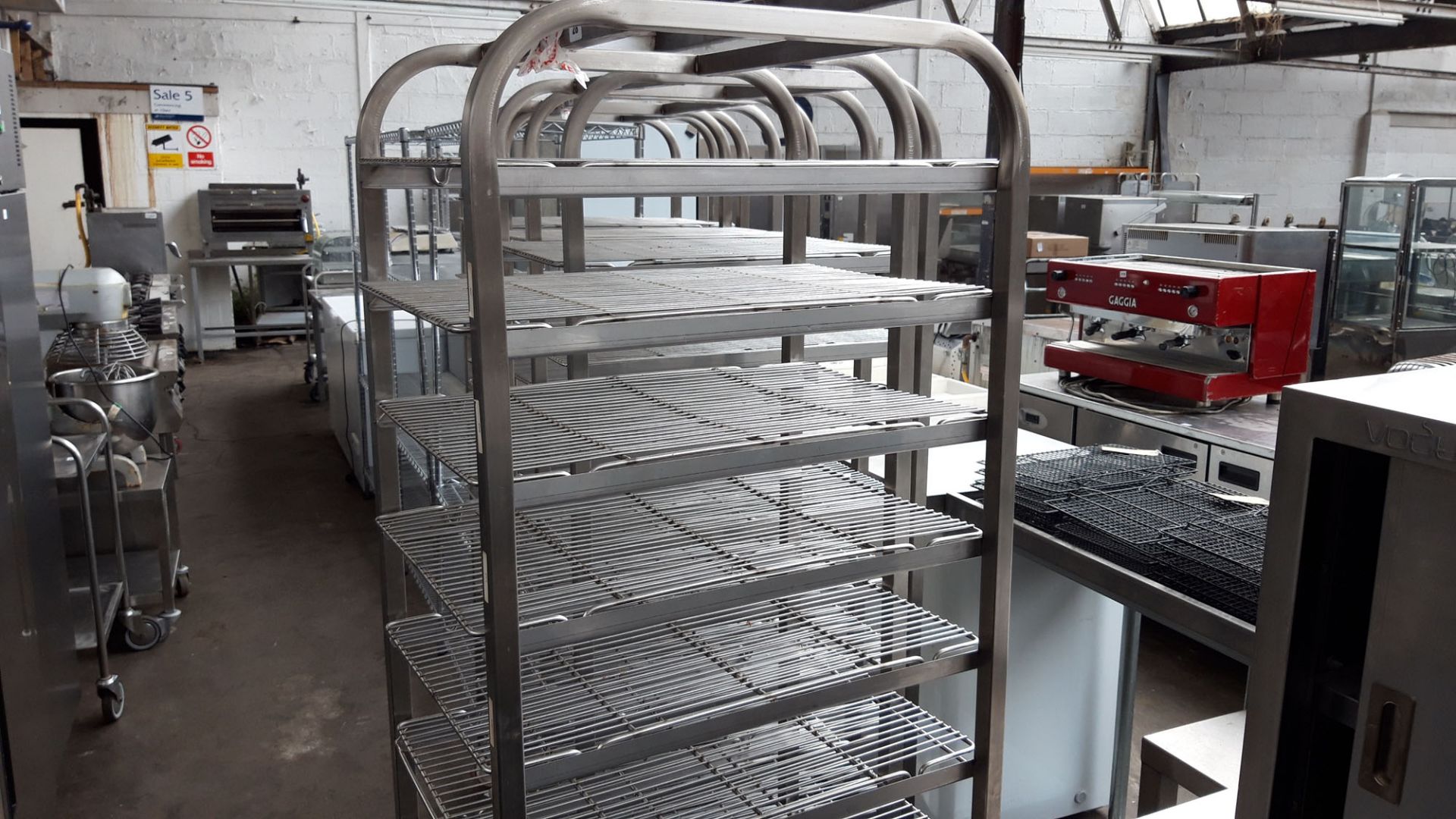 Stainless steel mobile bakers rack with trays, 46cm x 60cm