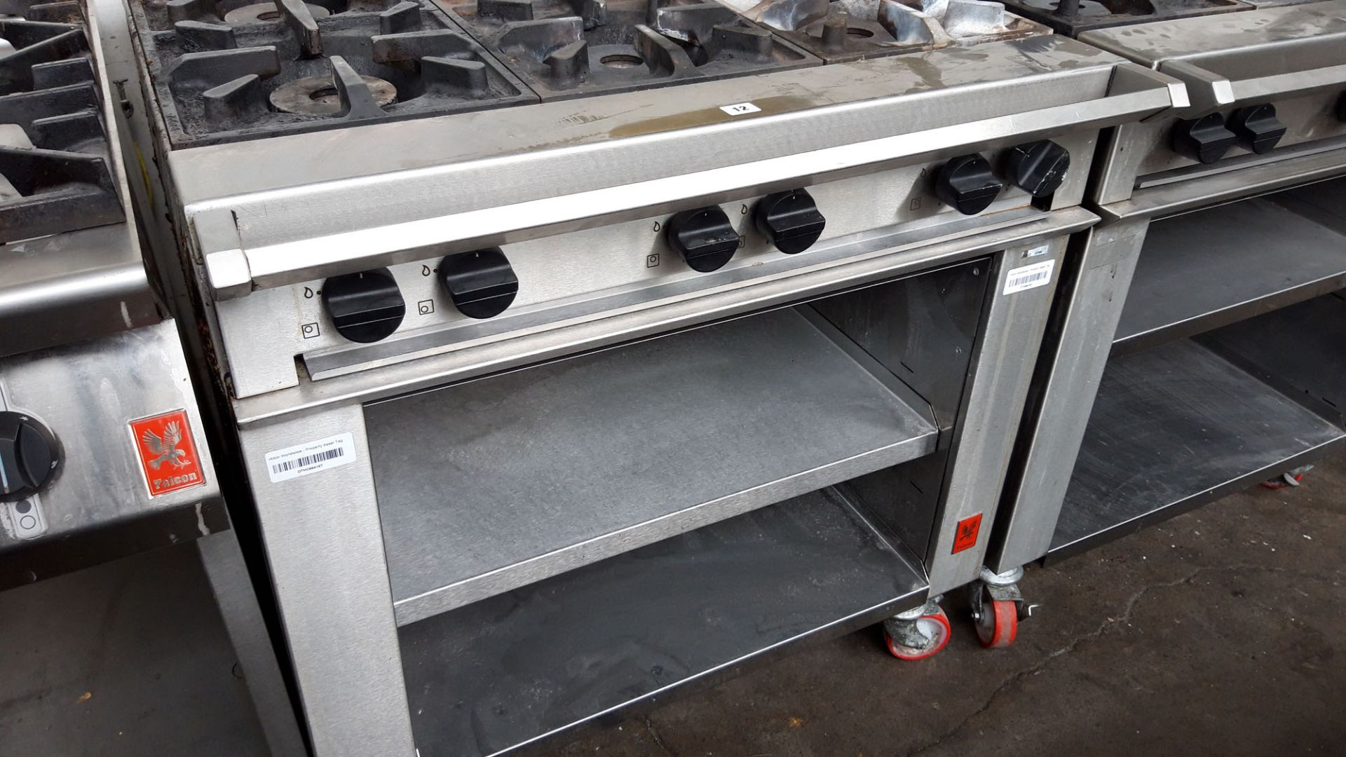 90cm gas Falcon 6 ring cooker on mobile stand - Image 2 of 3