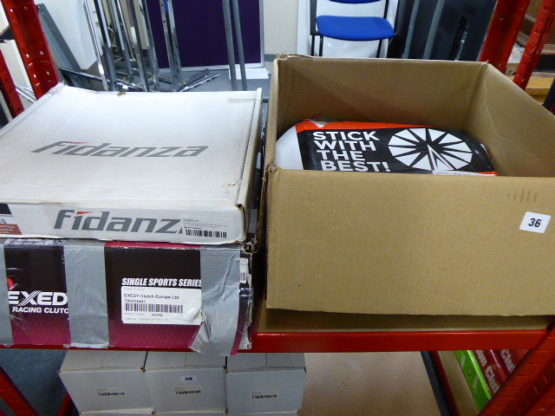 Two shelves of Exedy, Fidanza and Action Clutch clutch kits