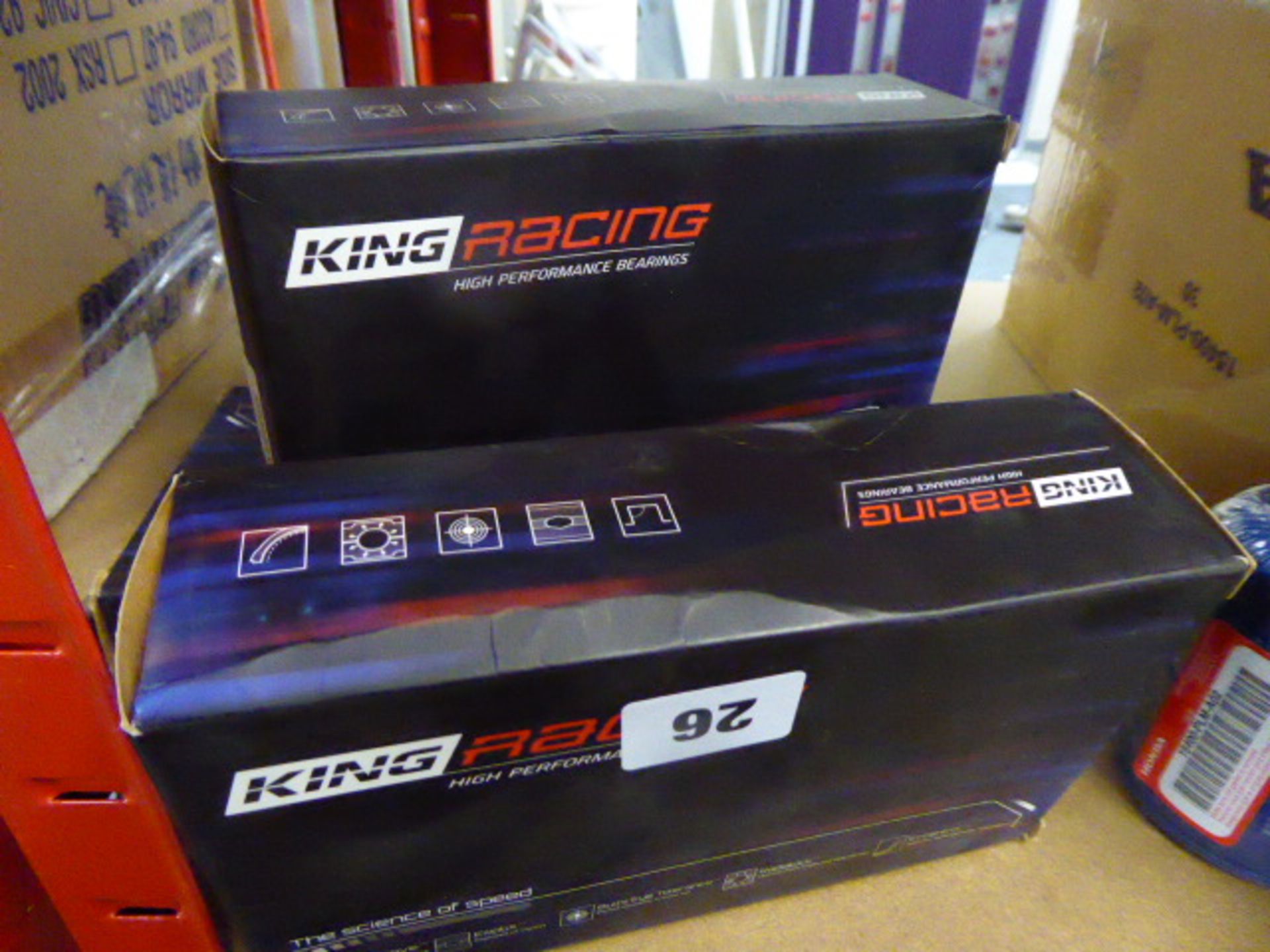 Approximately twelve boxes of assorted King Racing bearings