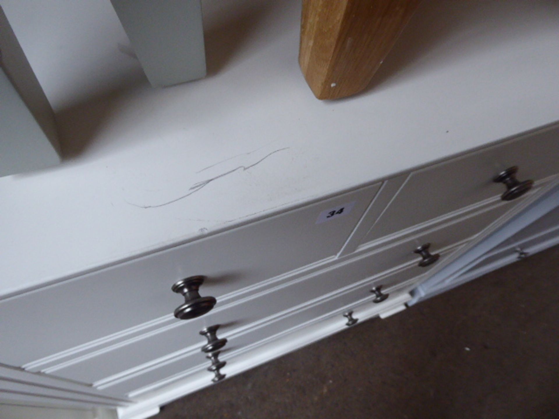 White painted 2 over 3 drawer chest, 80cm - Image 3 of 5