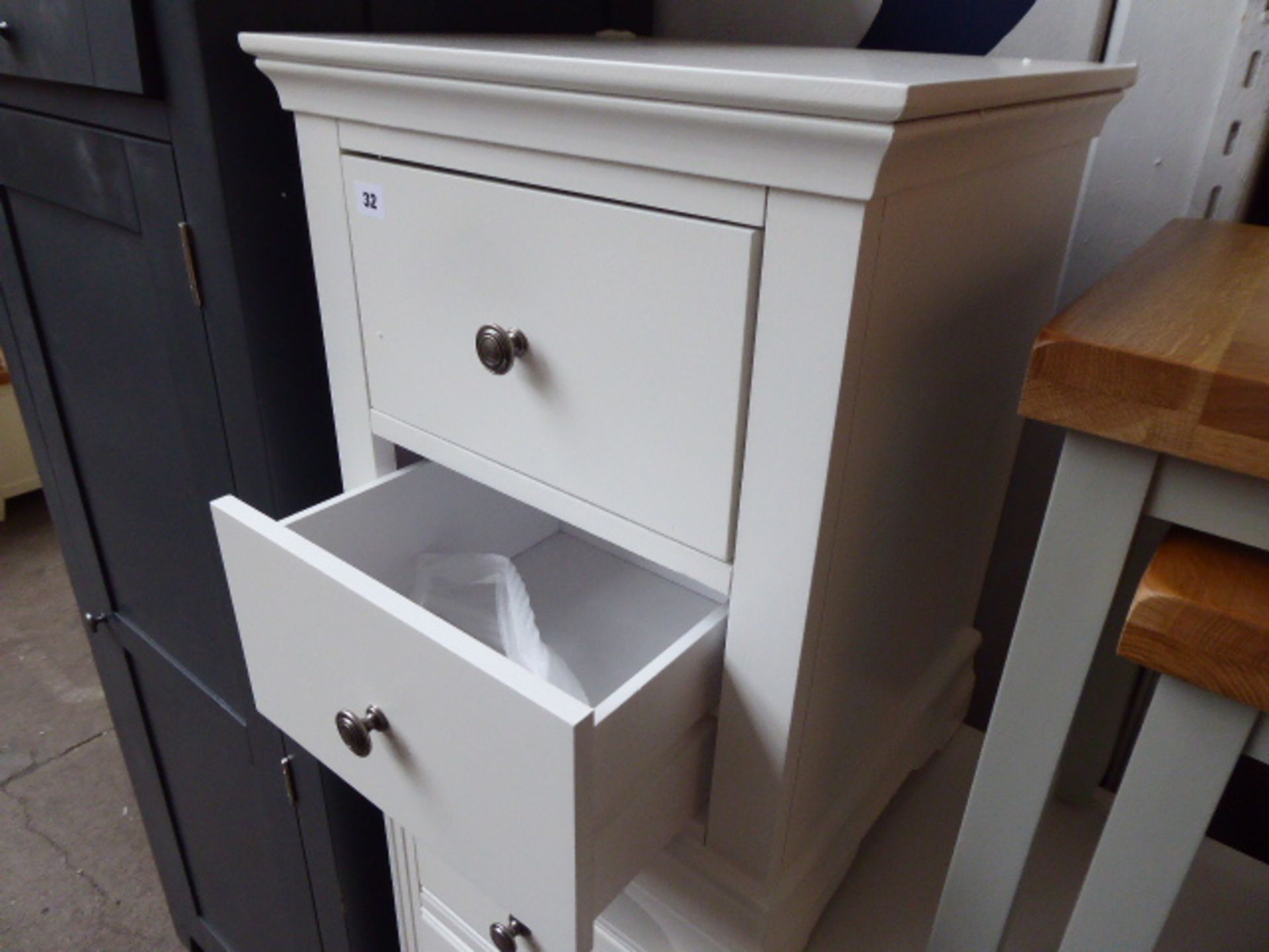 White painted bedside 2 drawer unit, 50cm wide - Image 2 of 3