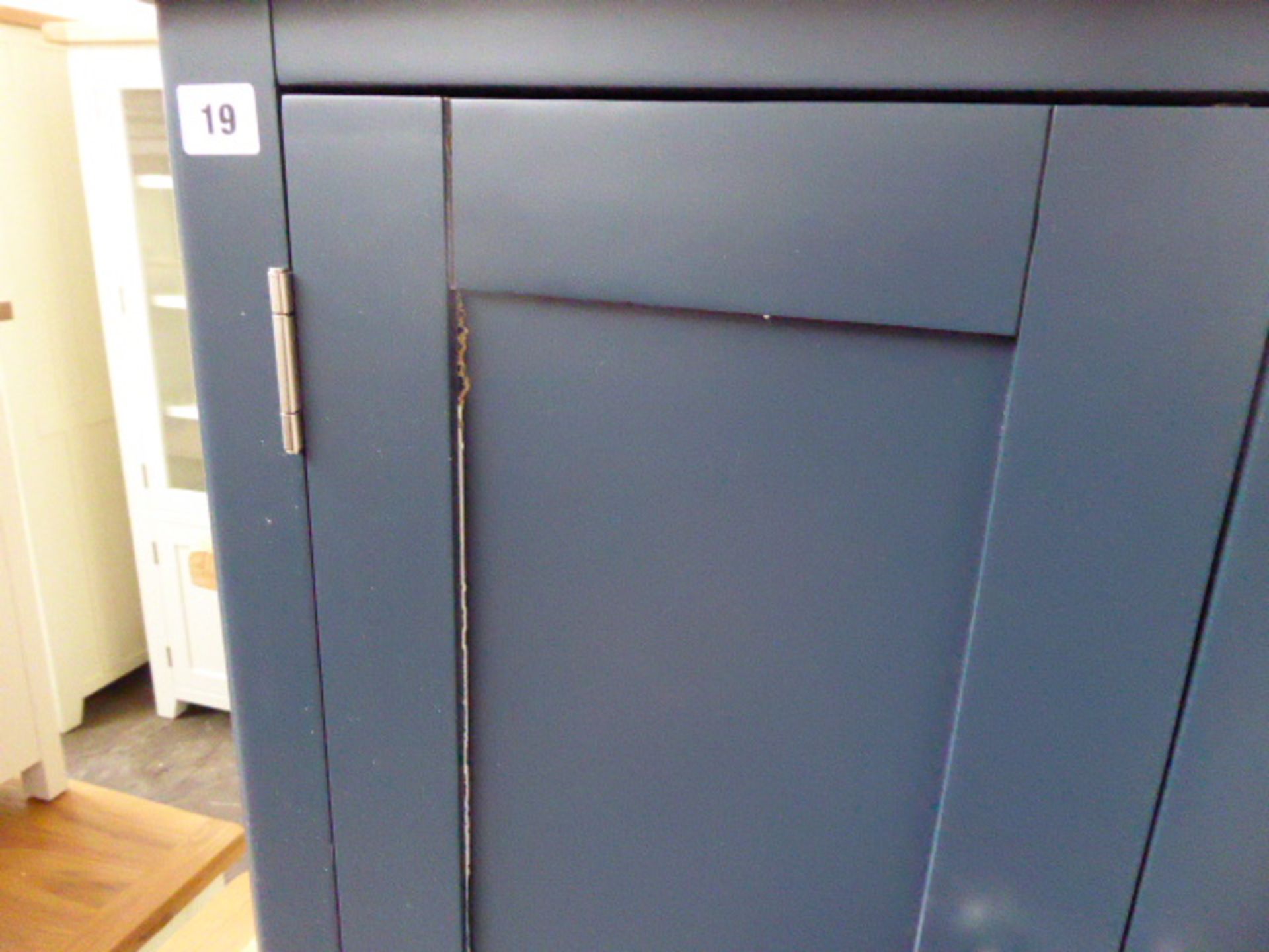 Blue painted oak top double door cupboard, 75cm wide - Image 3 of 3