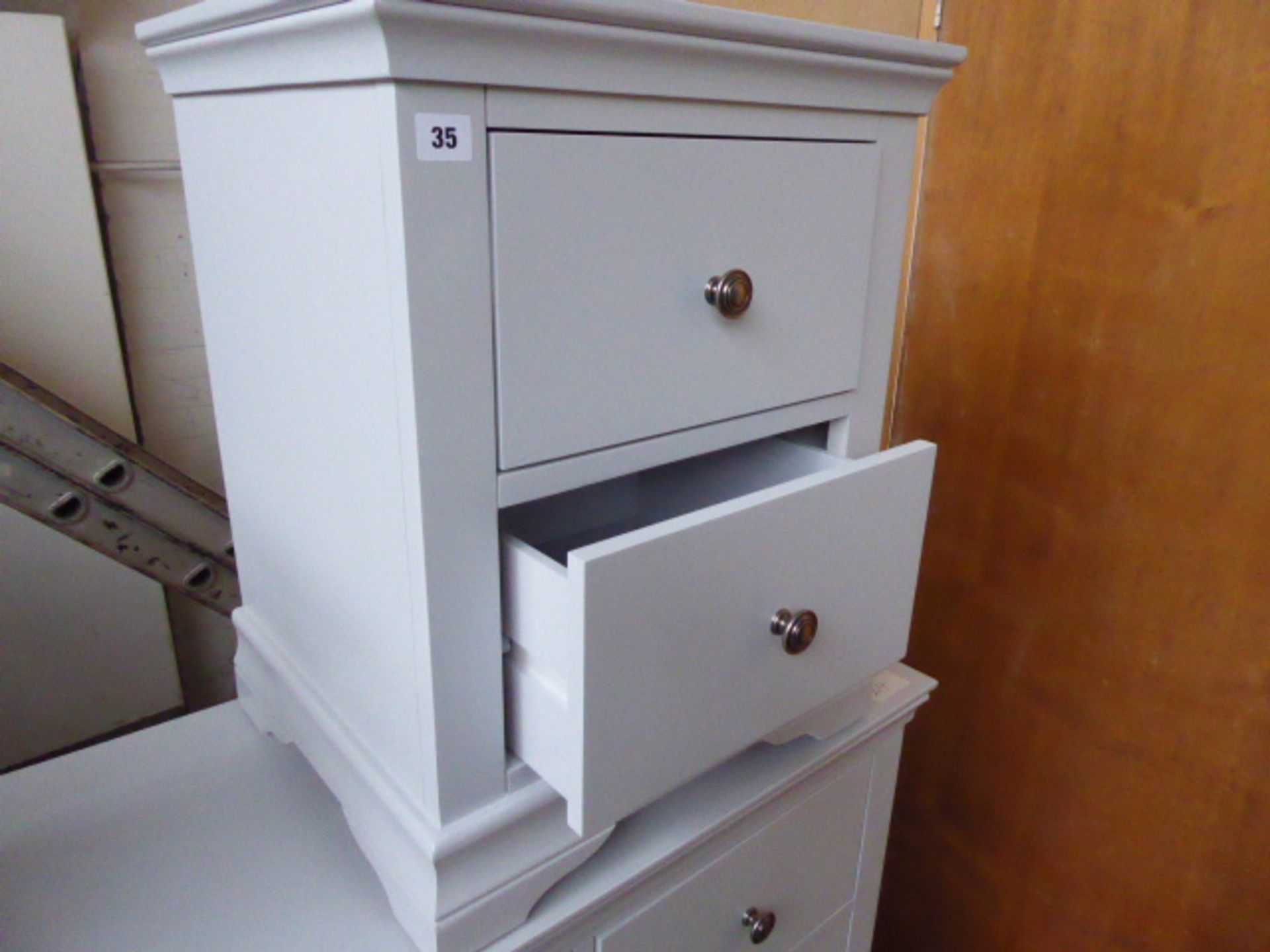 Grey painted bedside 2 drawer unit, 50cm wide - Image 2 of 3