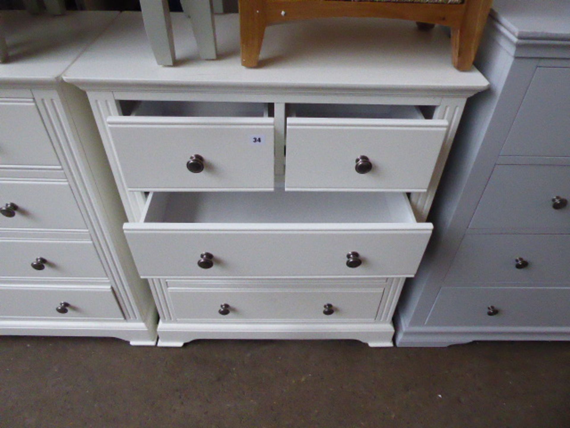 White painted 2 over 3 drawer chest, 80cm - Image 2 of 5