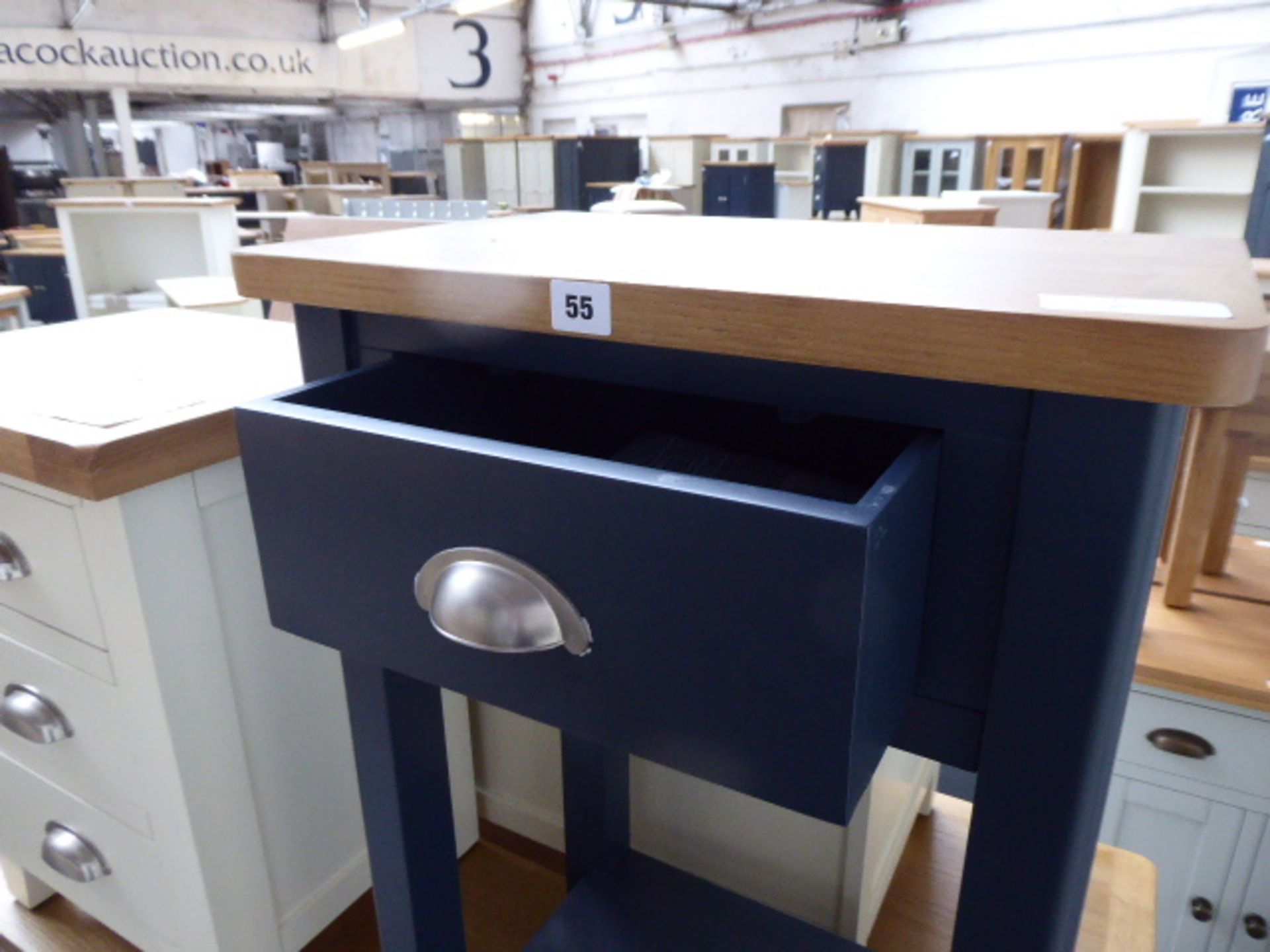 Blue painted oak top telephone table, 50cm wide - Image 2 of 3