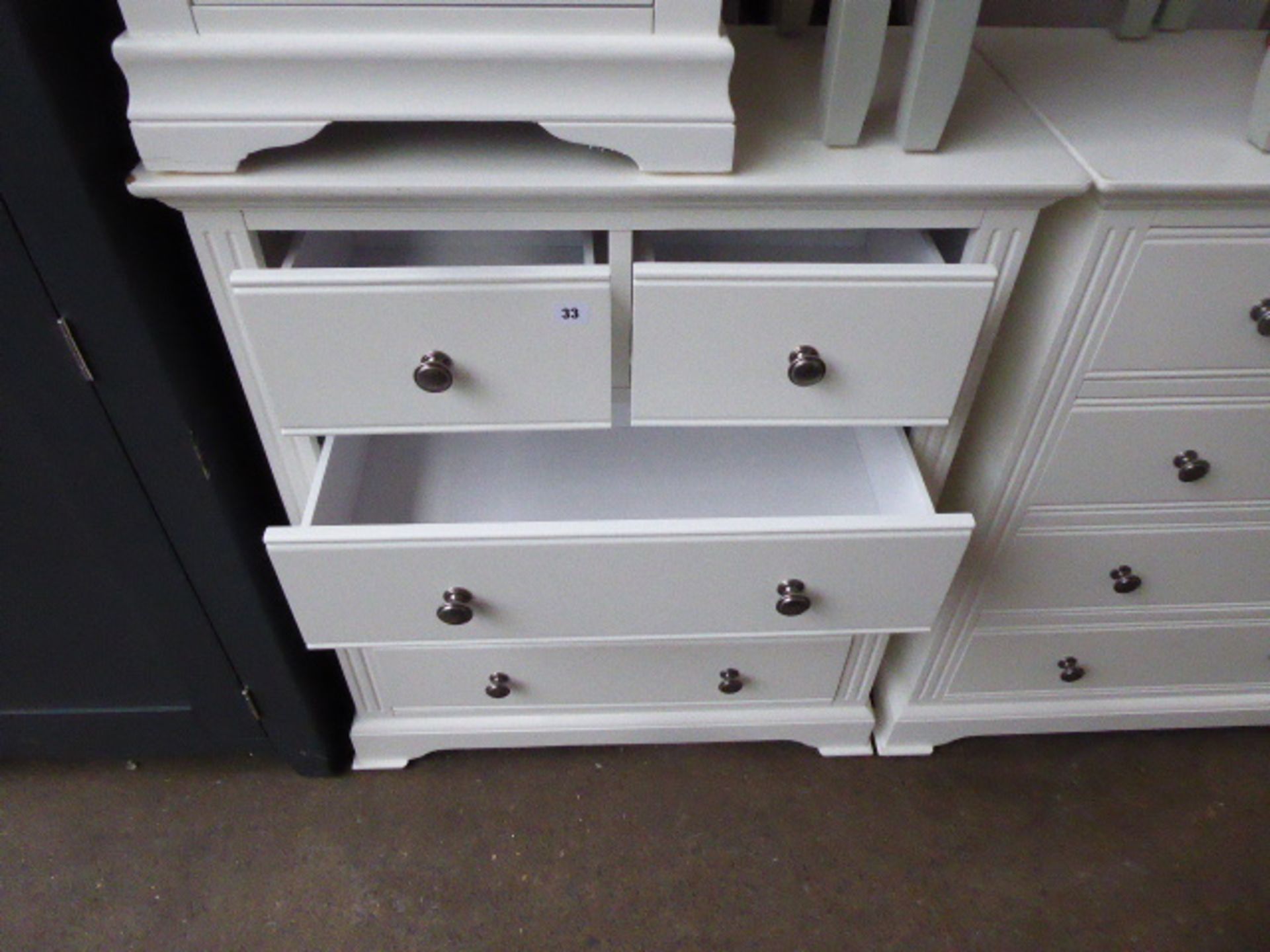 White painted 2 over 3 drawer chest, 80cm - Image 2 of 3