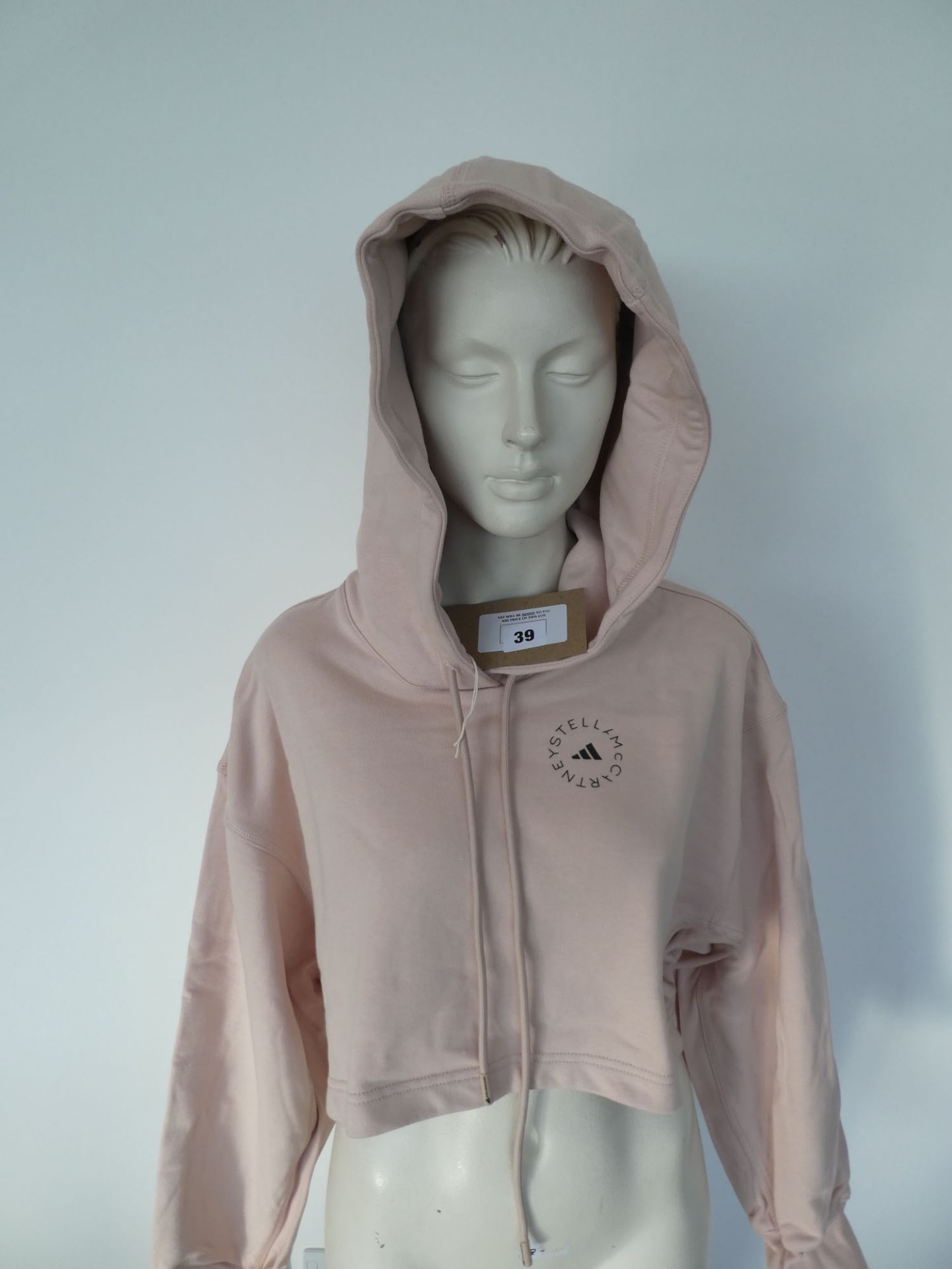 Adidas x Stella McCartney ladies crop hoodie in light pink size S