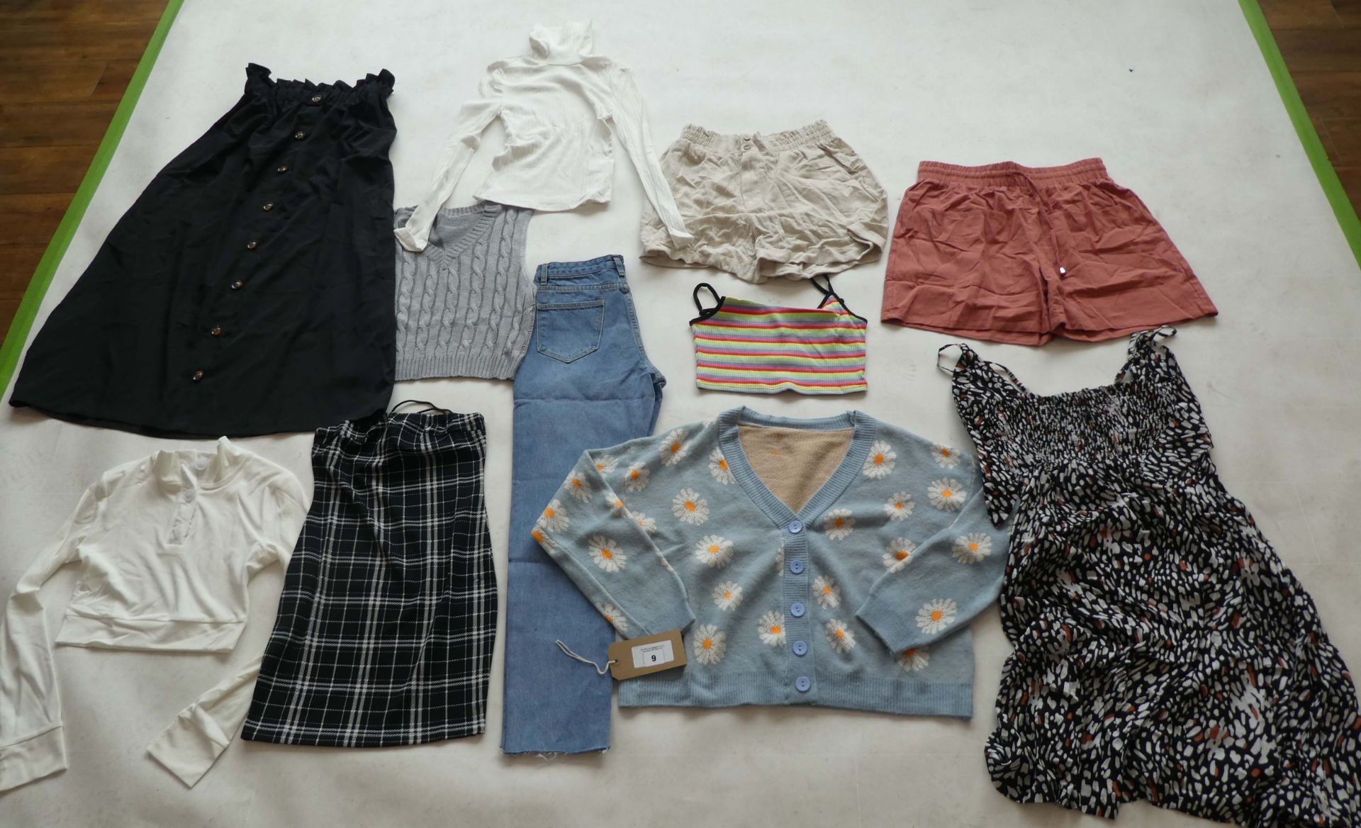 Selection of Shein clothing to include shorts, tops, dresses, etc (sizes on 2nd photo)