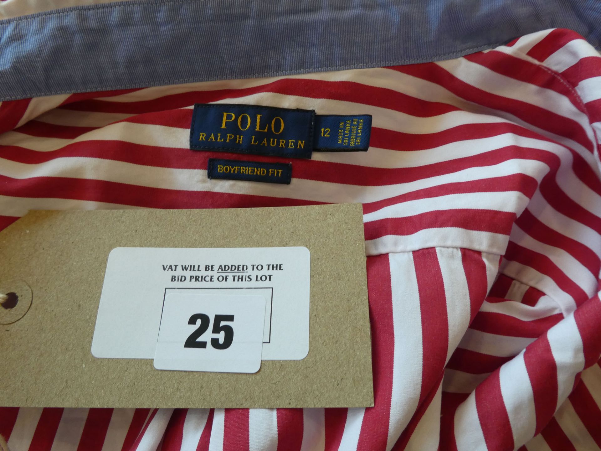 Polo Ralph Lauren ladies boyfriend fit red striped shirt size 12 - Image 3 of 3