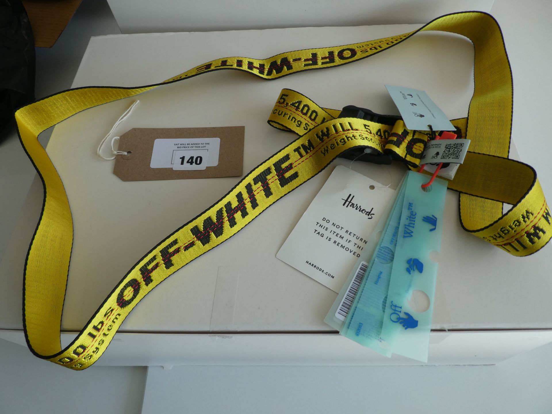 Off White classic industrial belt in yellow / black