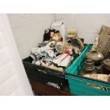 Crate of vintage dolls