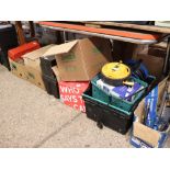 Large quantity of tooling and garage equipment incl. toolboxes, extension leads, mitre saw, screw