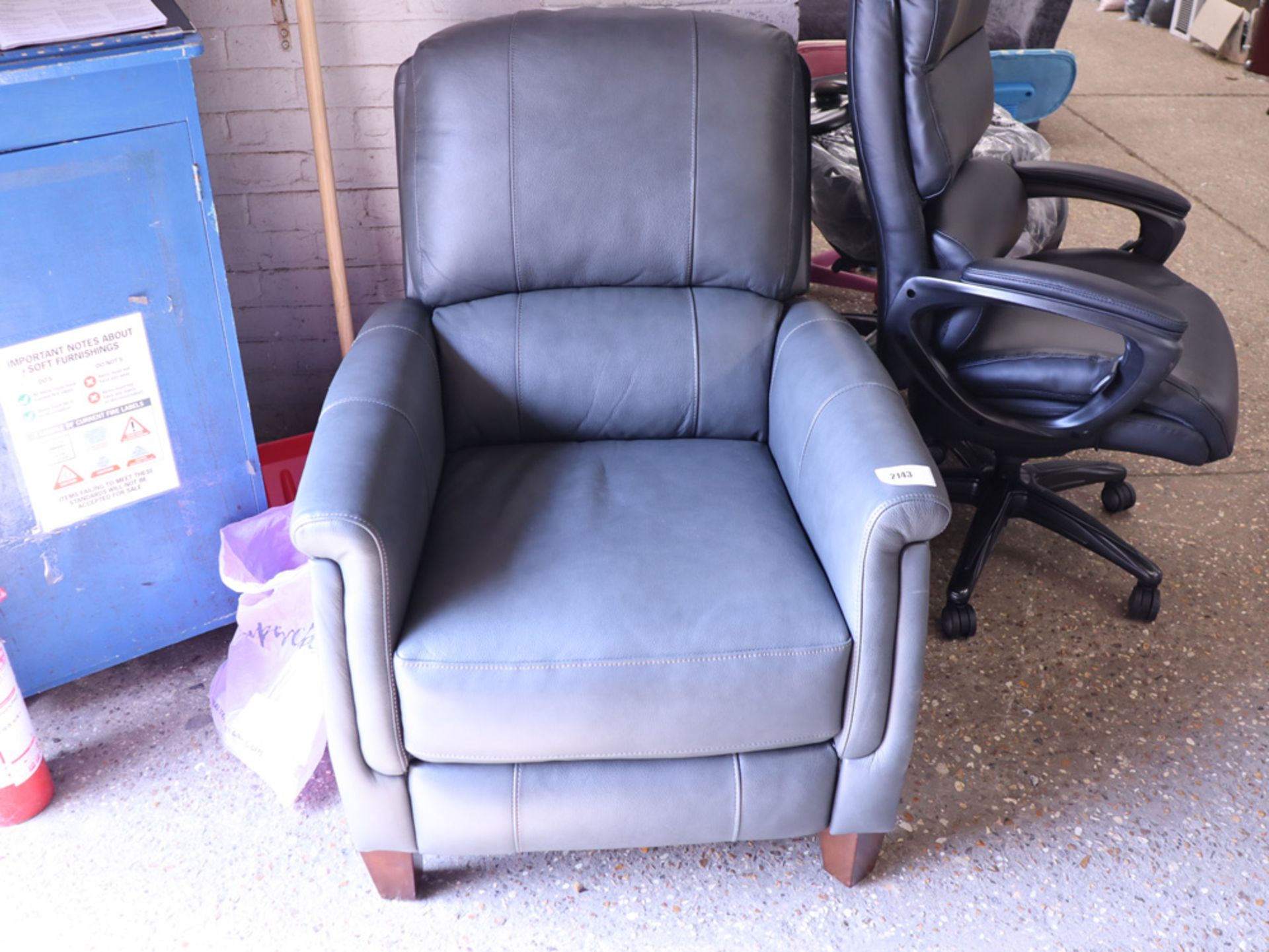 Grey leatherette armchair