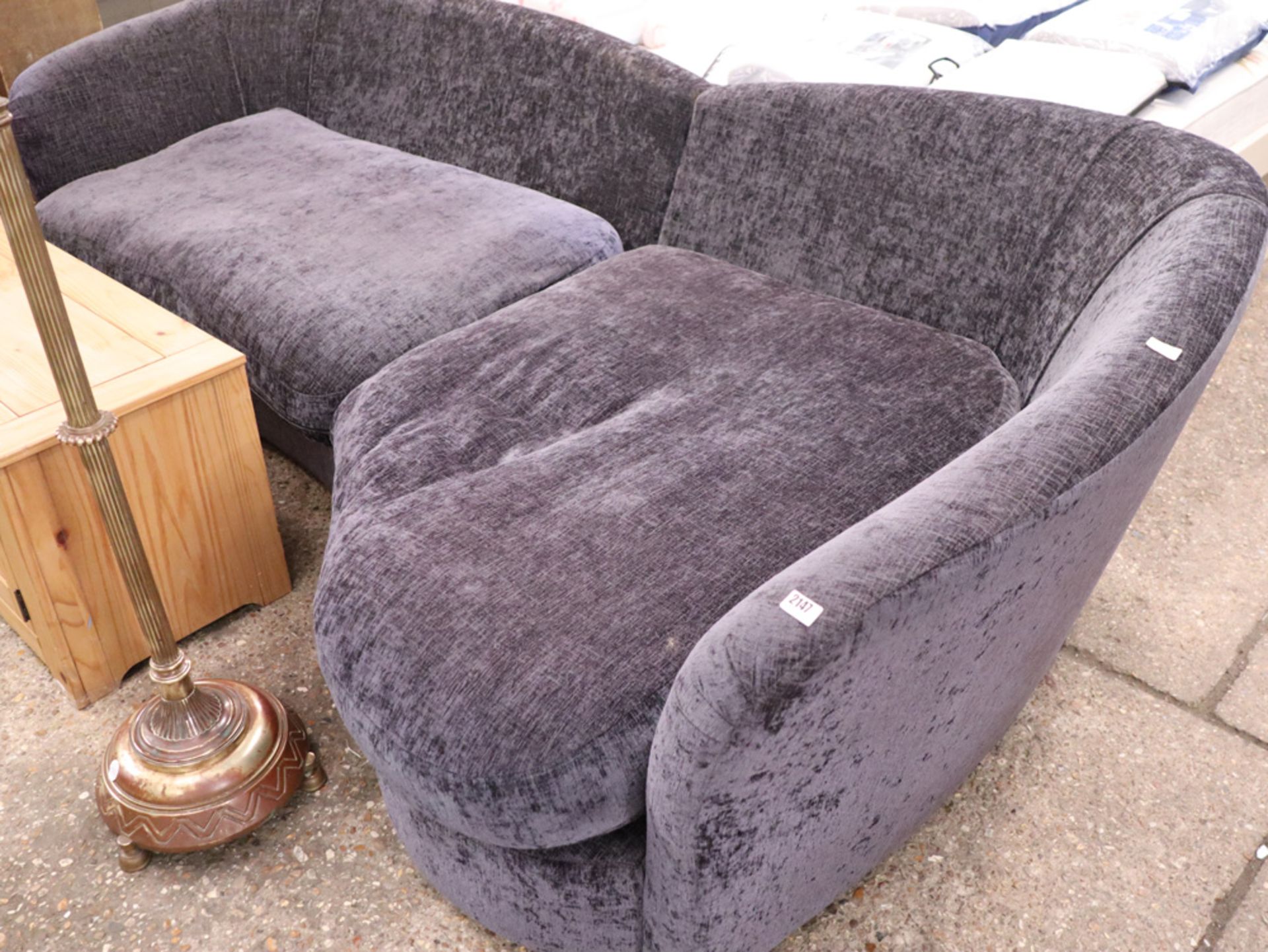 Dark grey upholstered sofa