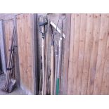 Small quantity of mainly wooden handled garden tools