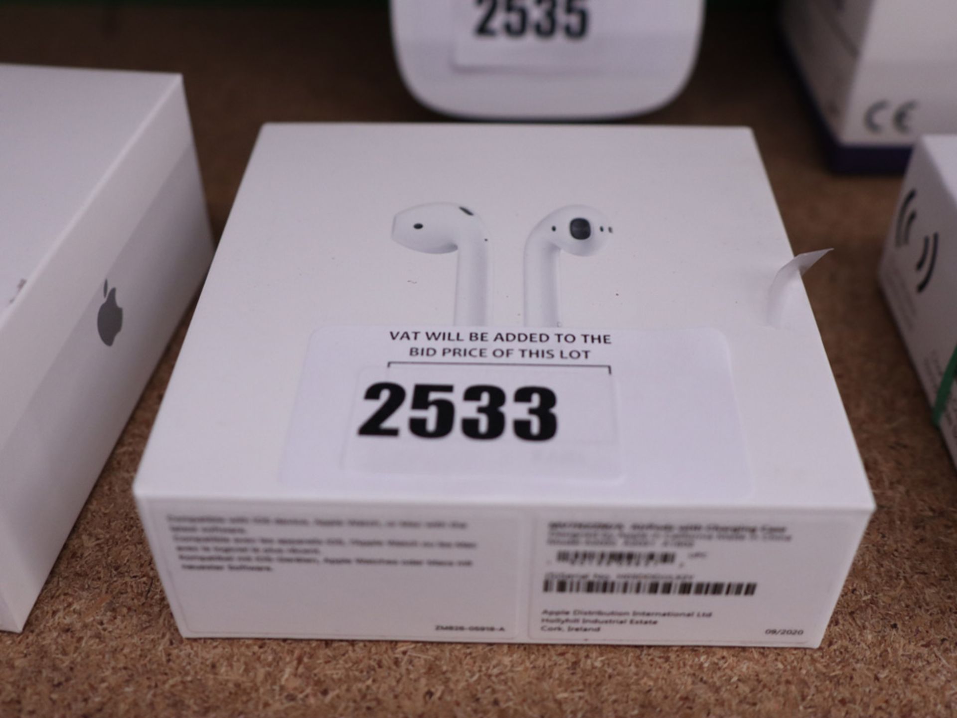 Boxed set of Apple wireless air buds