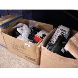 (2528) 2 boxes containing electrical accessories incl. LED webcam, headphones, printer manager,
