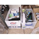 (2363) 2 boxes of mixed electrical items incl. extension leads, weatherproof box, smart plugs, LED