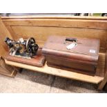 Wooden cased Jones sewing machine