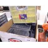 Box containing black plastic screw organiser cases with Duratool large screw organiser (AF)