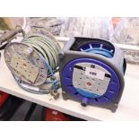 2 various blue cable reels