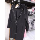 (2249) Ladies DKNY black zip up jacket with hood, size S