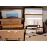 2 crates of various pictures and prints