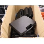 Box containing various black foam insulated cases