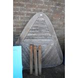 Triangular wooden garden table