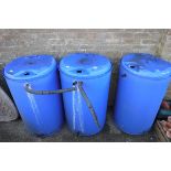 (1210) 3 blue outdoor tubs