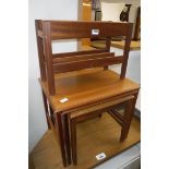 Mid century teak magazine rack with nest of 3 mid century coffee tables