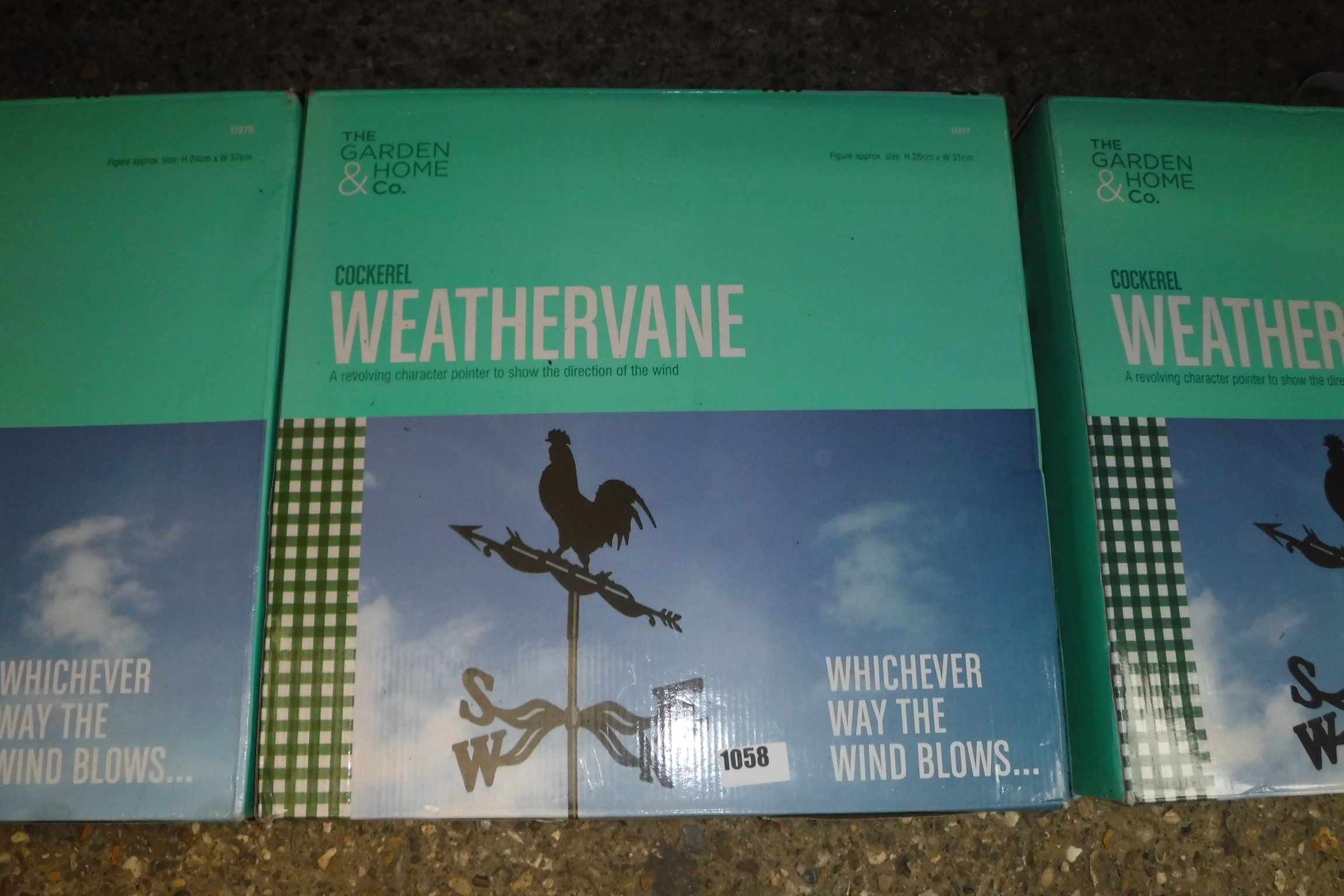 Boxed cockerel weather vane