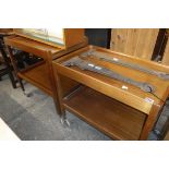 2 mid century teak serving trolleys