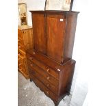 Edwardian mahogany chest of 4 drawers with cabinet above