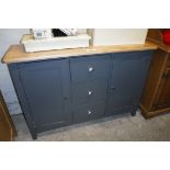 (5) Dark grey sideboard with oak surface