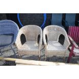 (1205) 2 rattan garden armchairs