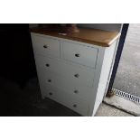 (5) White oak top chest of 2 over 3 drawers