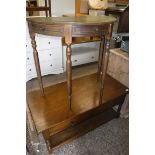 Dark oak coffee table with similar demilune mahogany leather top table