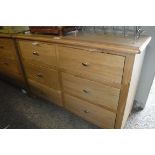 (13) Modern light oak 6 drawer storage chest