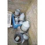 Collection of feeders, buckets and watering can