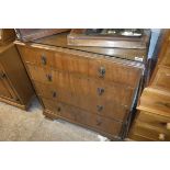 Wooden chest of 4 drawers with glass surface