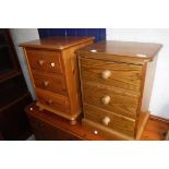 Near pair of pine 3 drawer bedsides