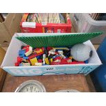 Box containing Lego pieces