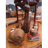 Five ornamental wooden cats